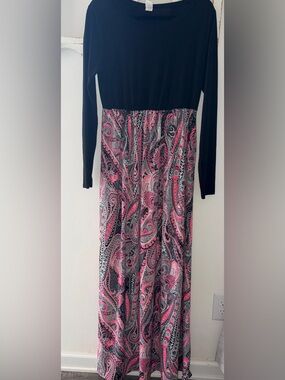 Sew In Love Black Top Pink Paisley Maxi Dress